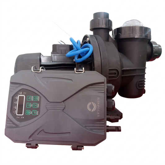 Solar Pool Pump 500W with control unit, isolated on a white background